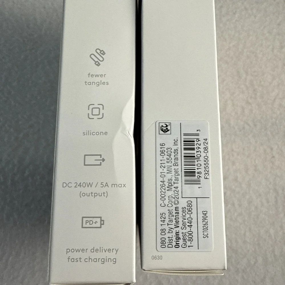 2pk 6' USB-C to USB-C Fast Charging Silicone Cable - heyday White Clay